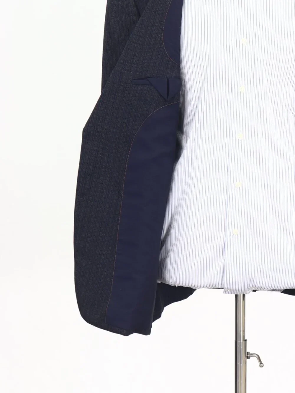 Japanese Custom 46R Navy Blazer Sport Coat Jacket 2-Button Stripe W873